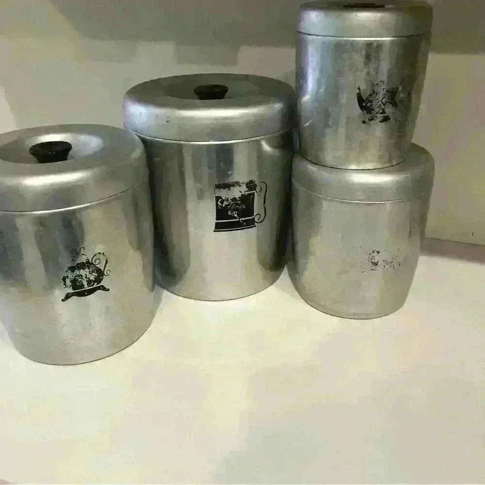 Vintage MCM WestBend Aluminum Canister Set (4)